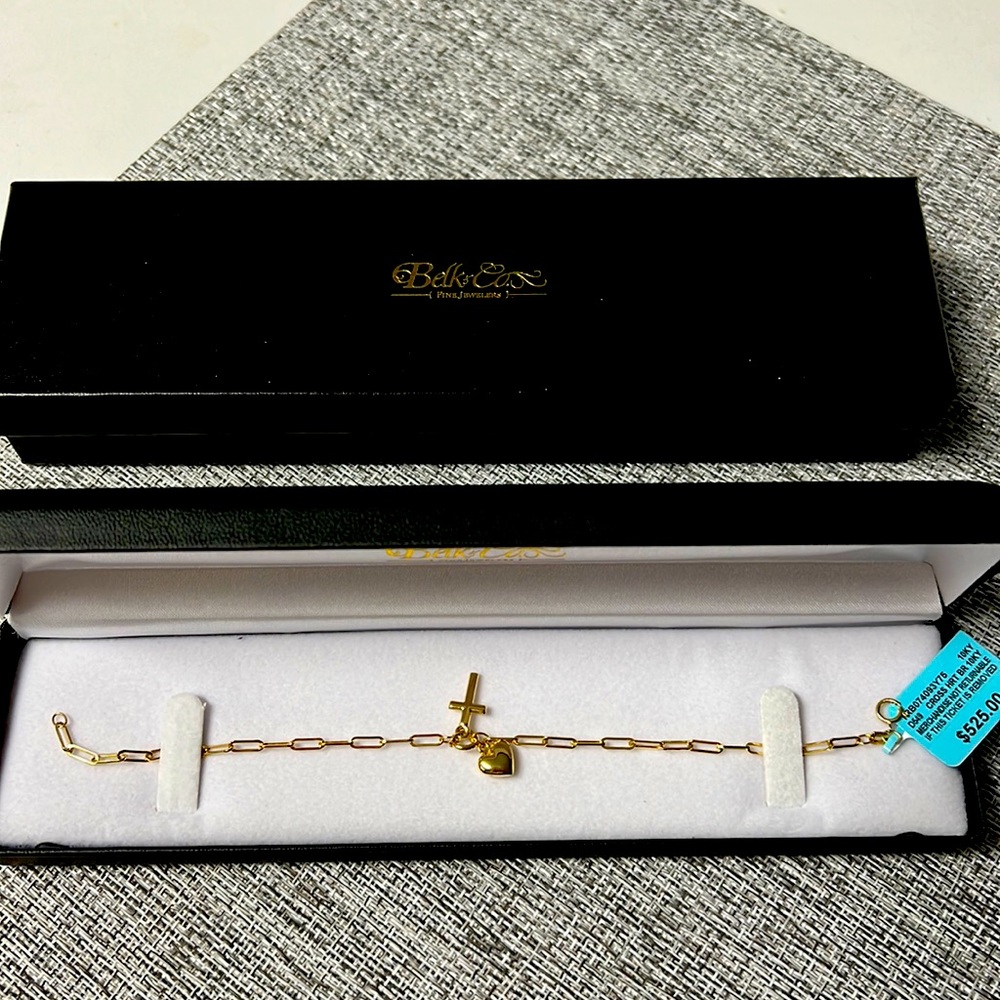 10K Heart and Cross Bracelet